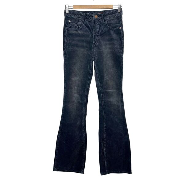 Anthropologie Pilcro The Icon High Rise Flare Corduroy Pants Womens 26 Tall Gray - Picture 1 of 10